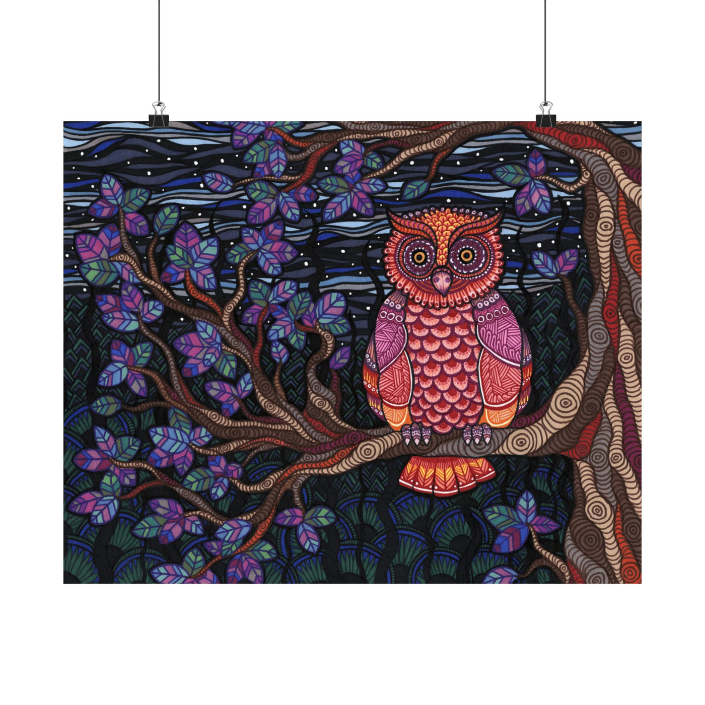 Owl Tree Poster Print