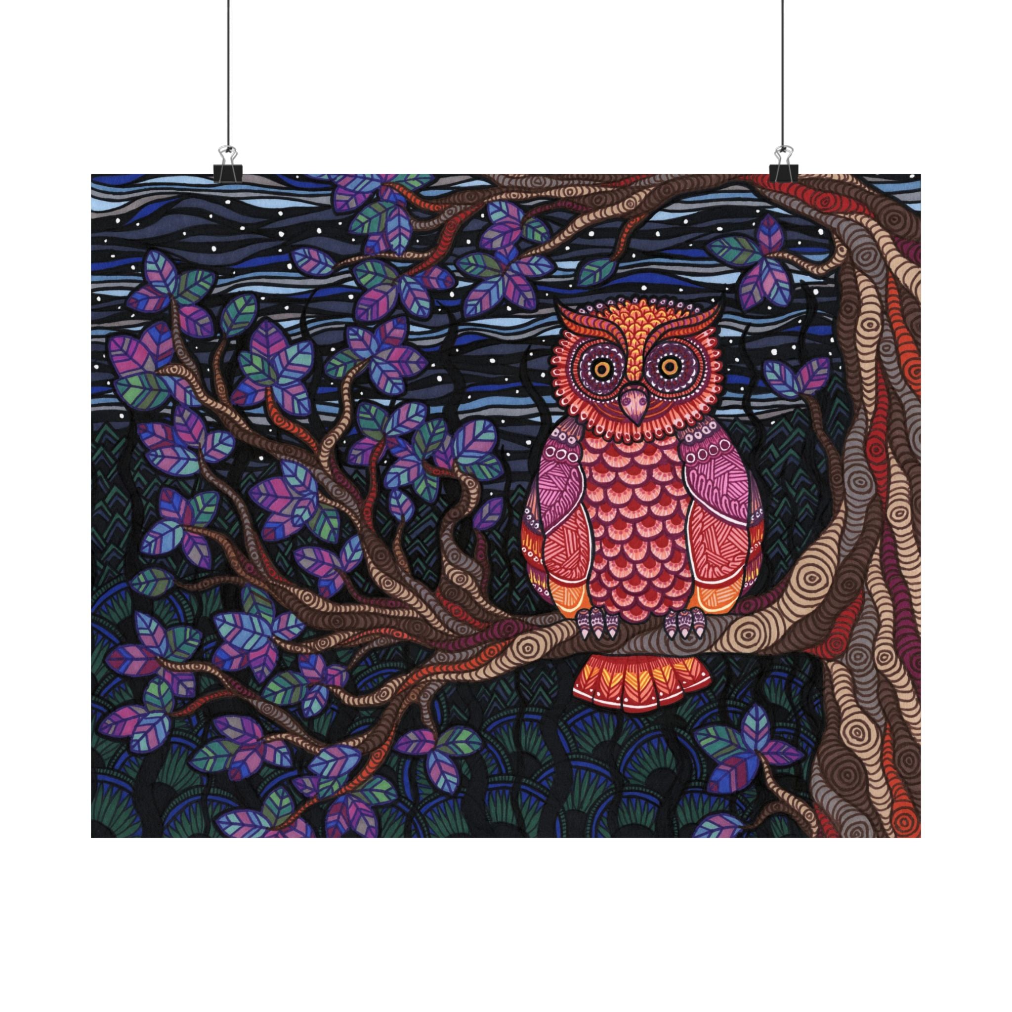 Owl Tree Poster Print