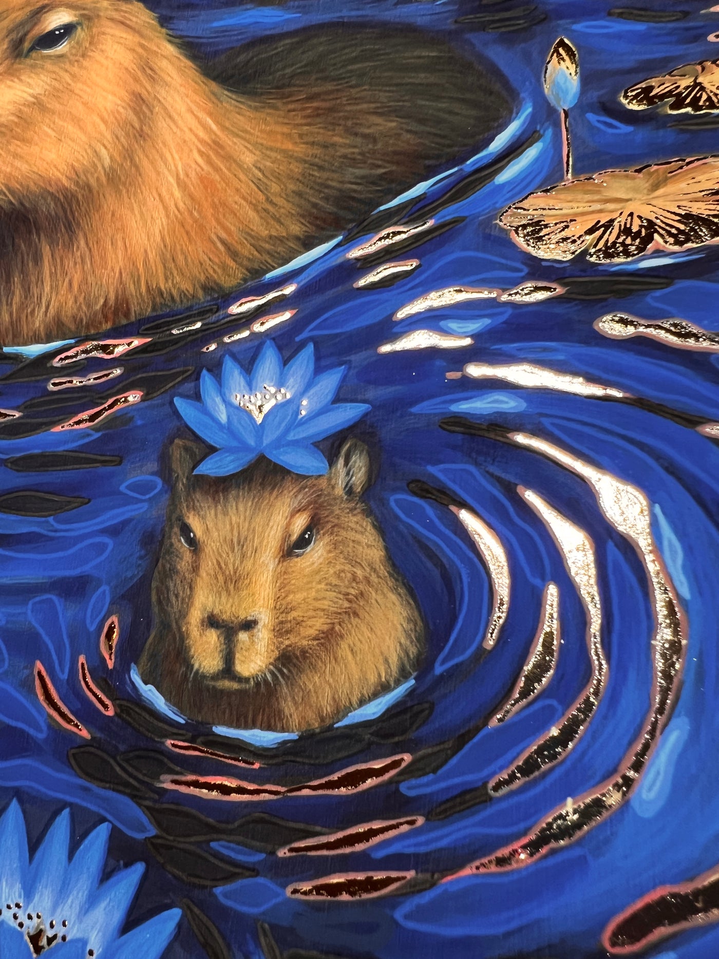 Capybara Dreams - Embellished Fine Art Print, 11x14