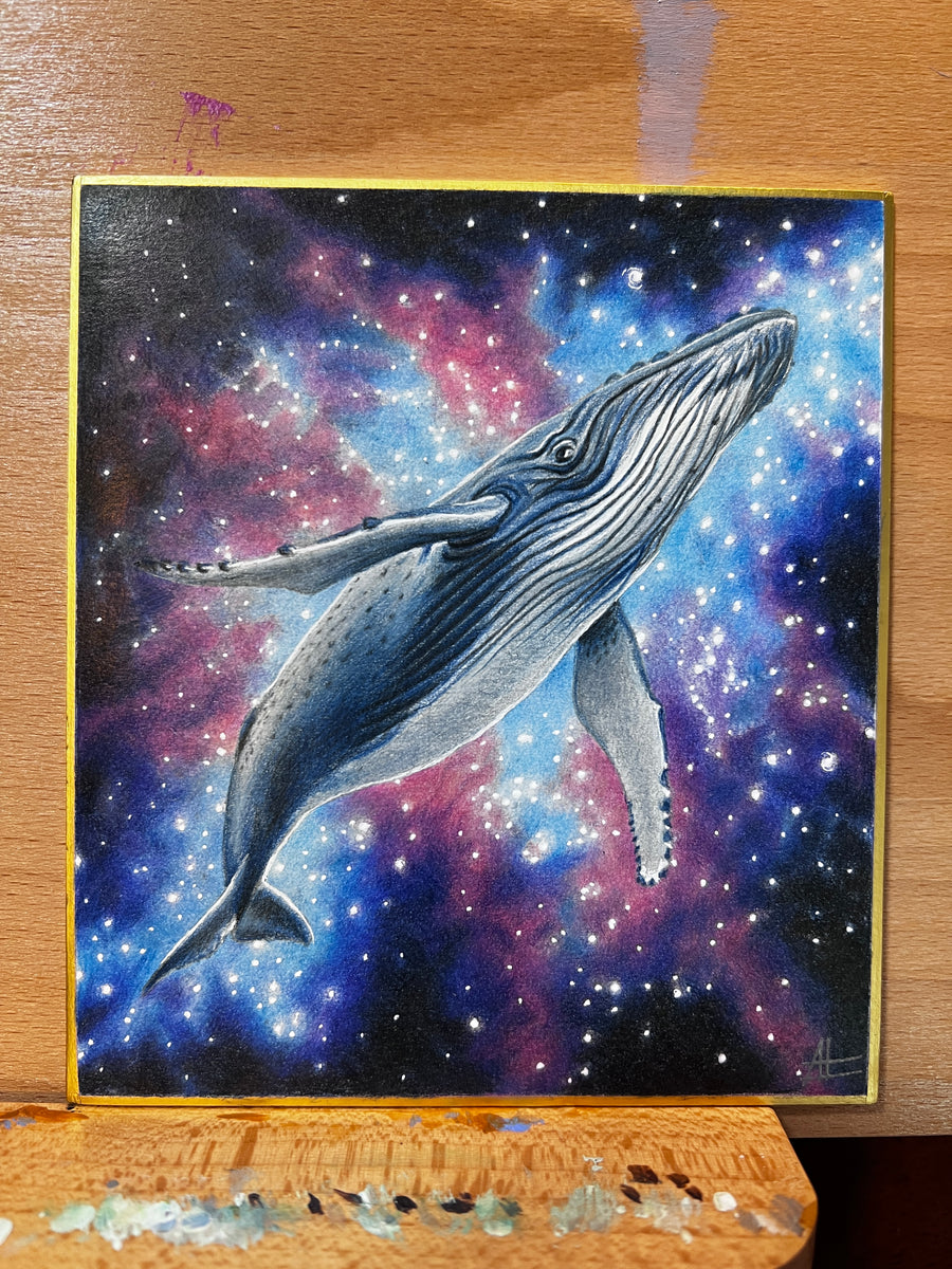 Celestial Whale - Original Colored Pencil Artwork