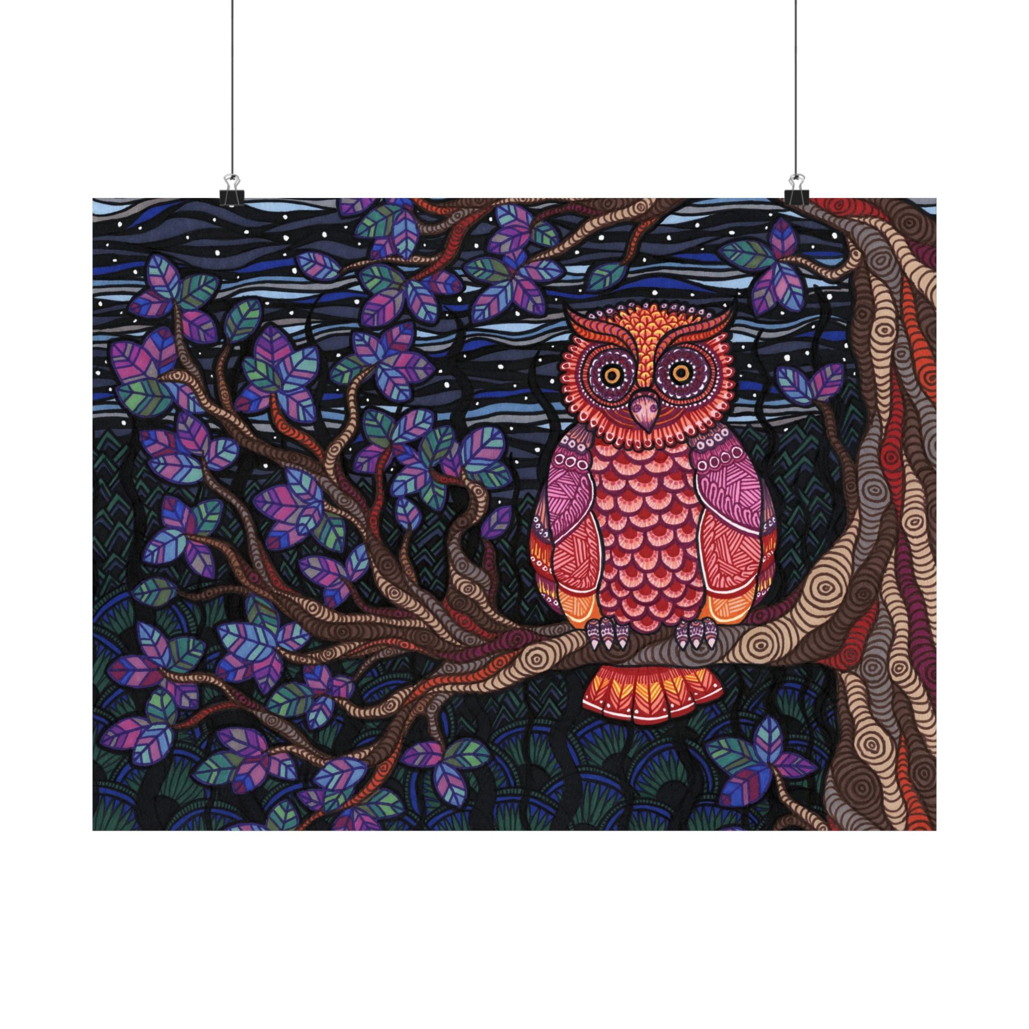 Owl Tree Poster Print