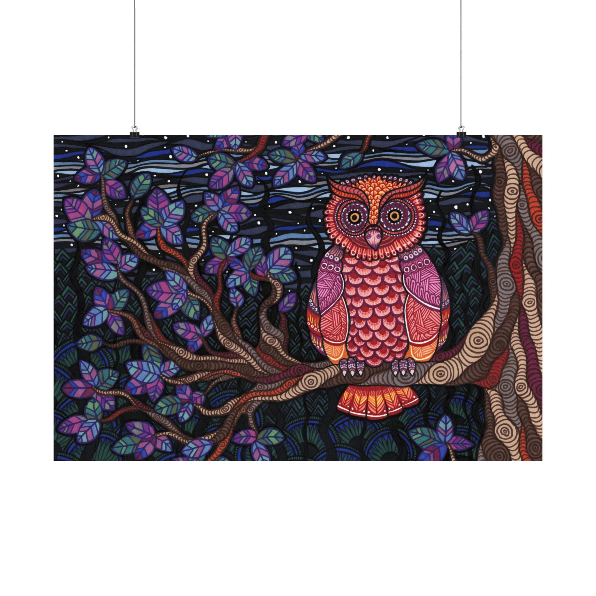 Owl Tree Poster Print