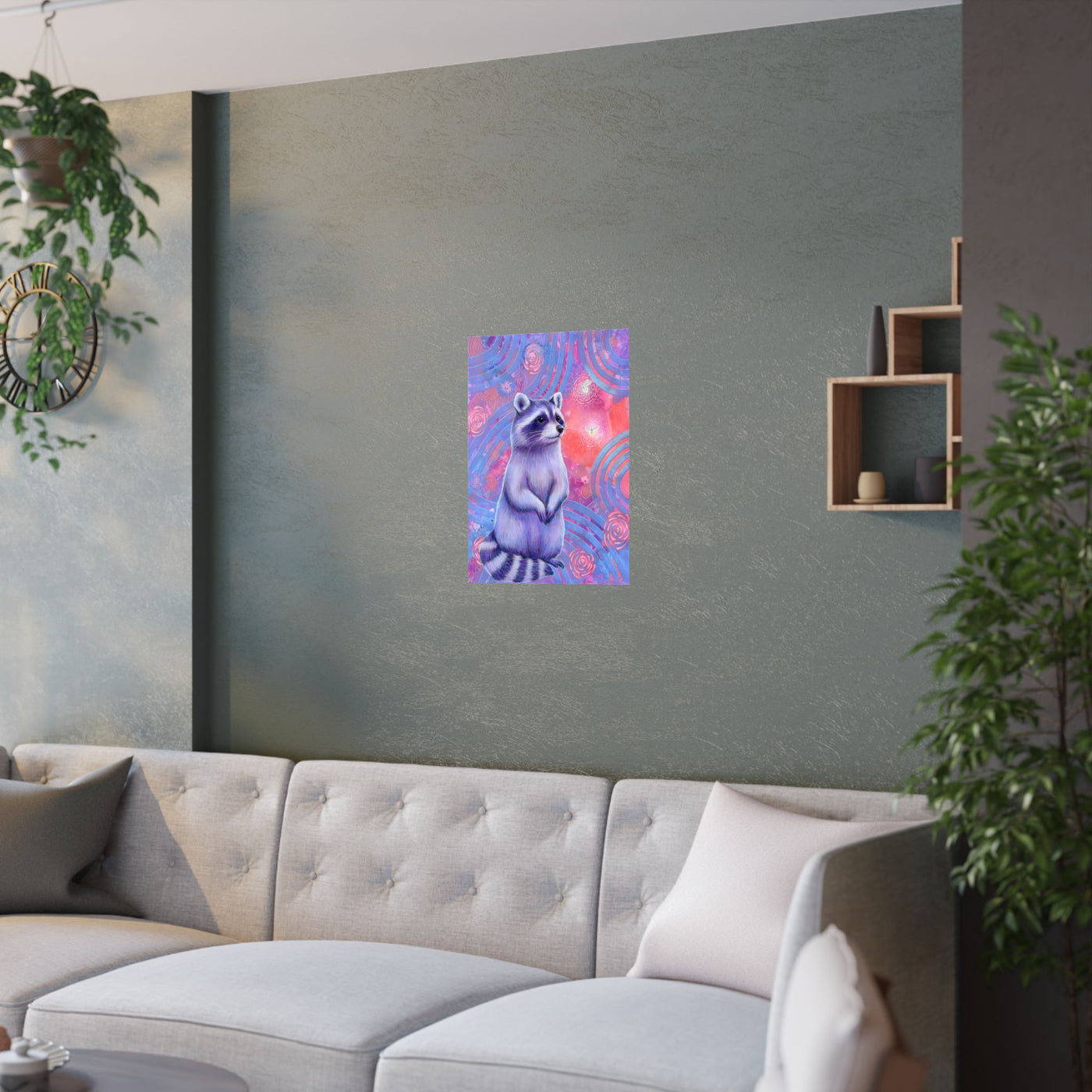 Curious Raccoon Poster Print