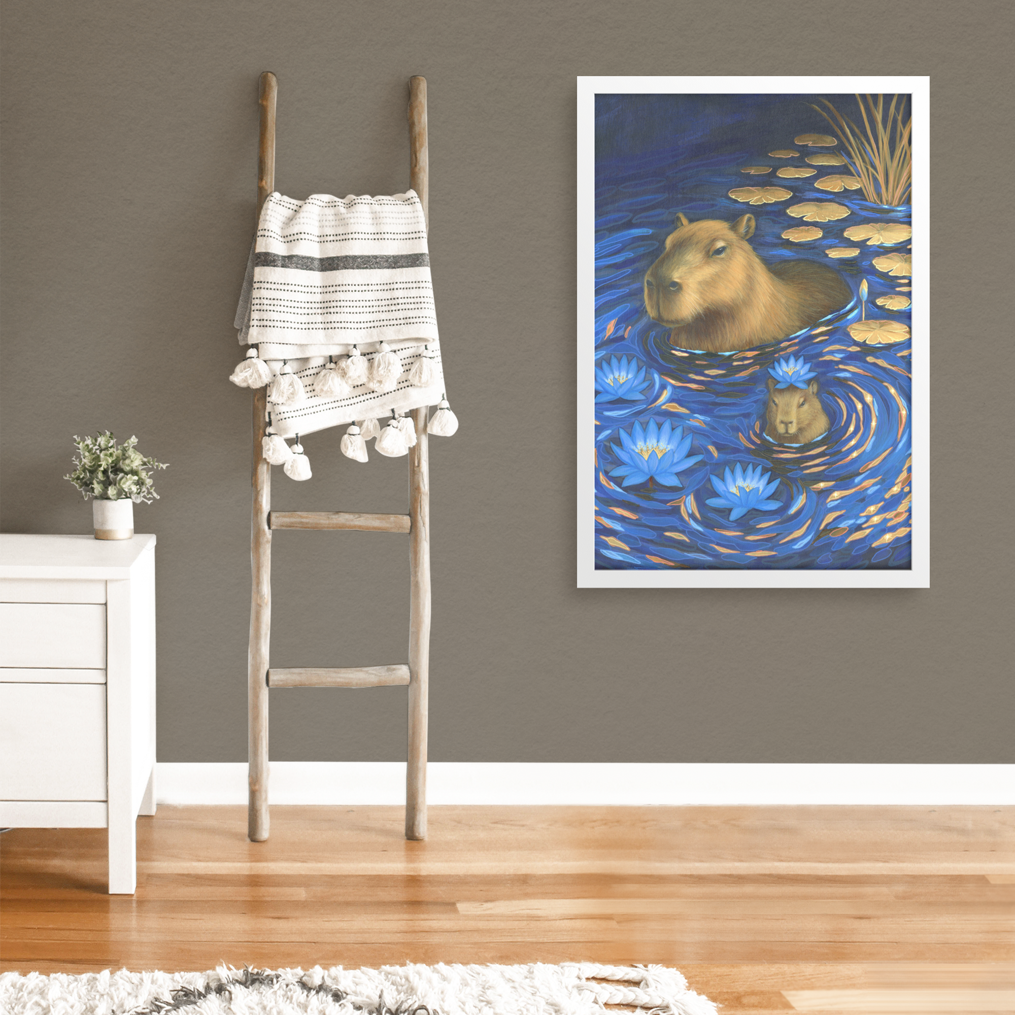 Capybara_Dreams_Framed_Print_FAP_V_Rectangle_Large_Lifestyle_Mockup.png