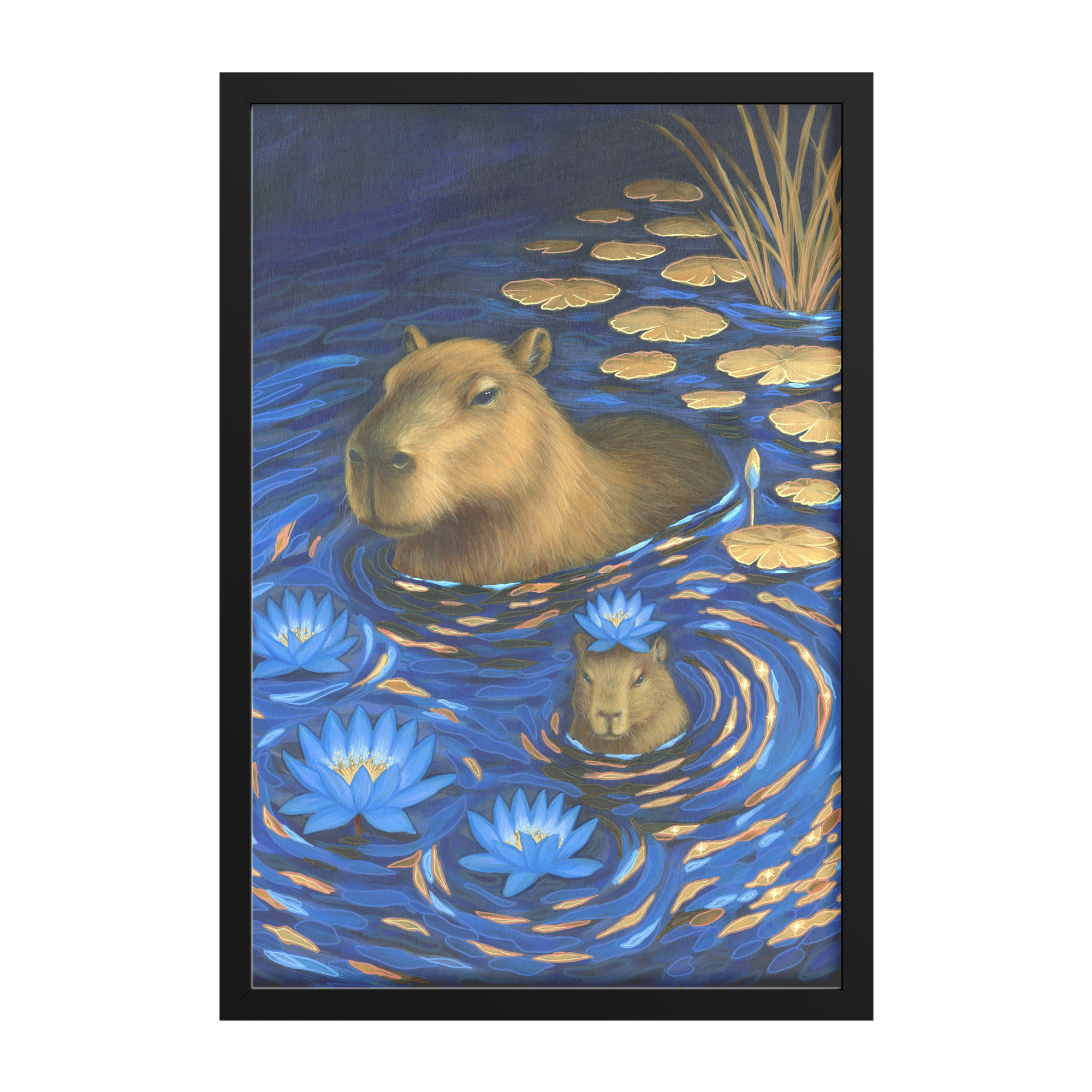 Capybara_Dreams_Framed_Print_FAP_V_Rectangle_Main_Black_Mockup.png