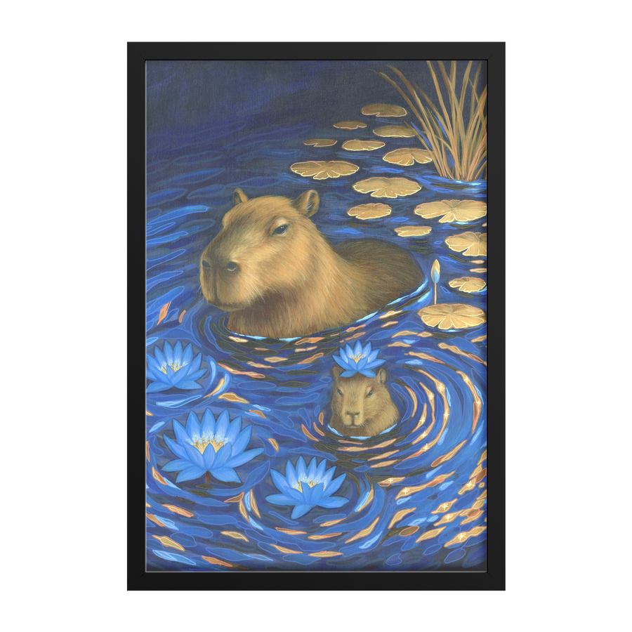 Capybara_Dreams_Framed_Print_FAP_V_Rectangle_Main_Black_Mockup.png