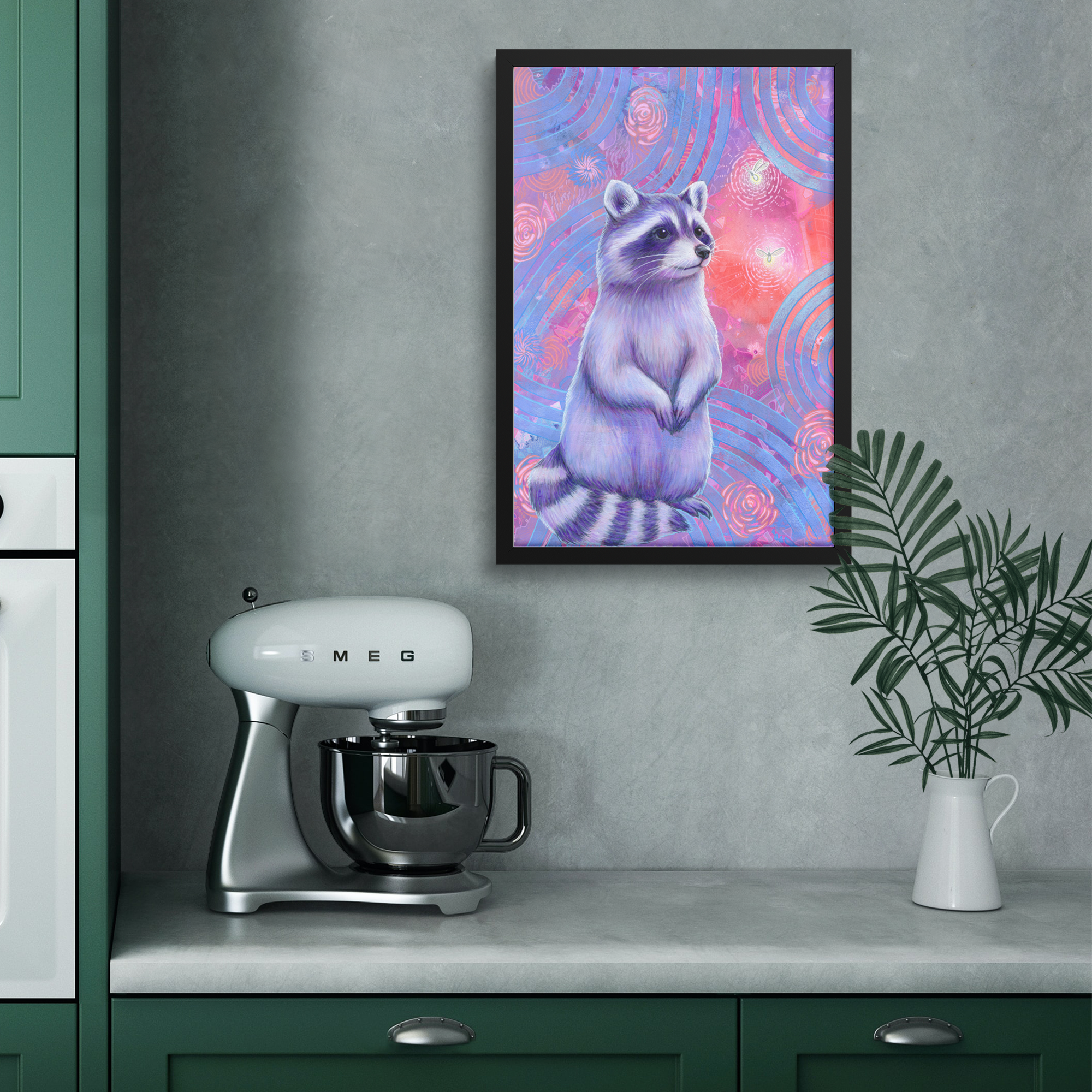 Curious_Raccoon_Framed_Print_FAP_V_Rectangle_Small_Lifestyle_Mockup.png