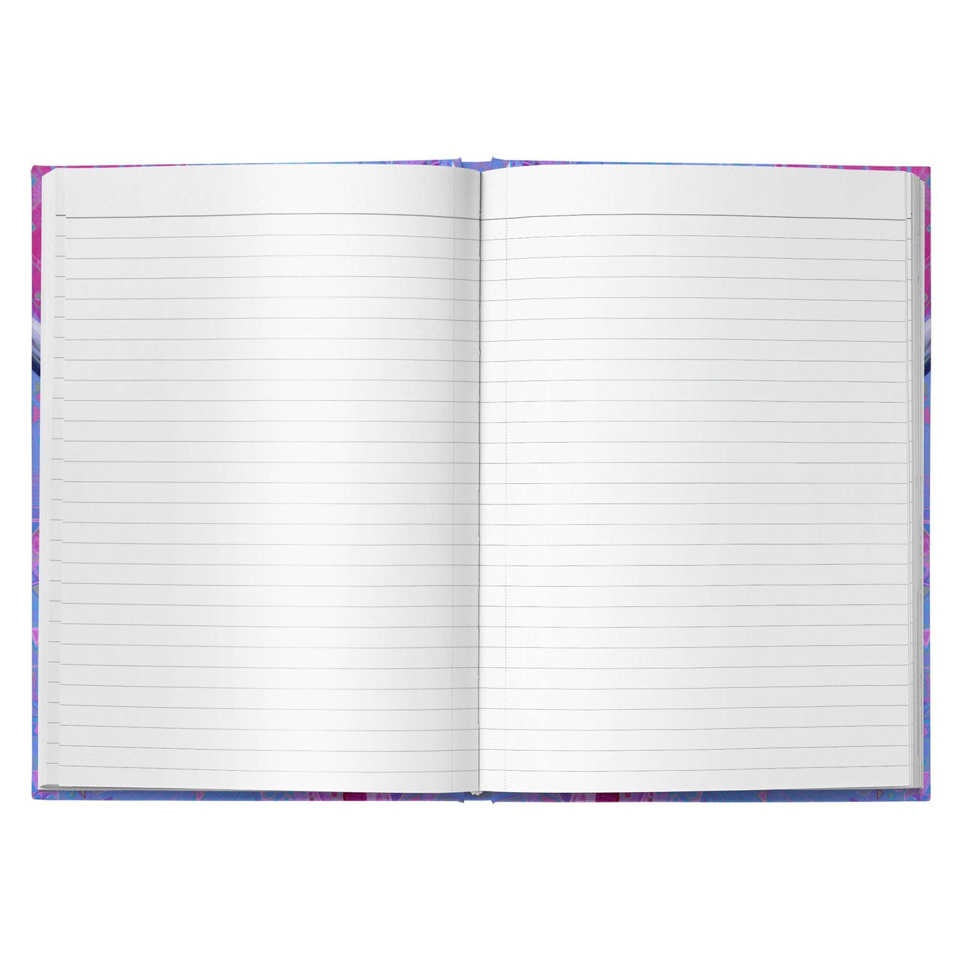 Open Opossum Journal with lined pages, centered in the image, showcasing blank space for writing.